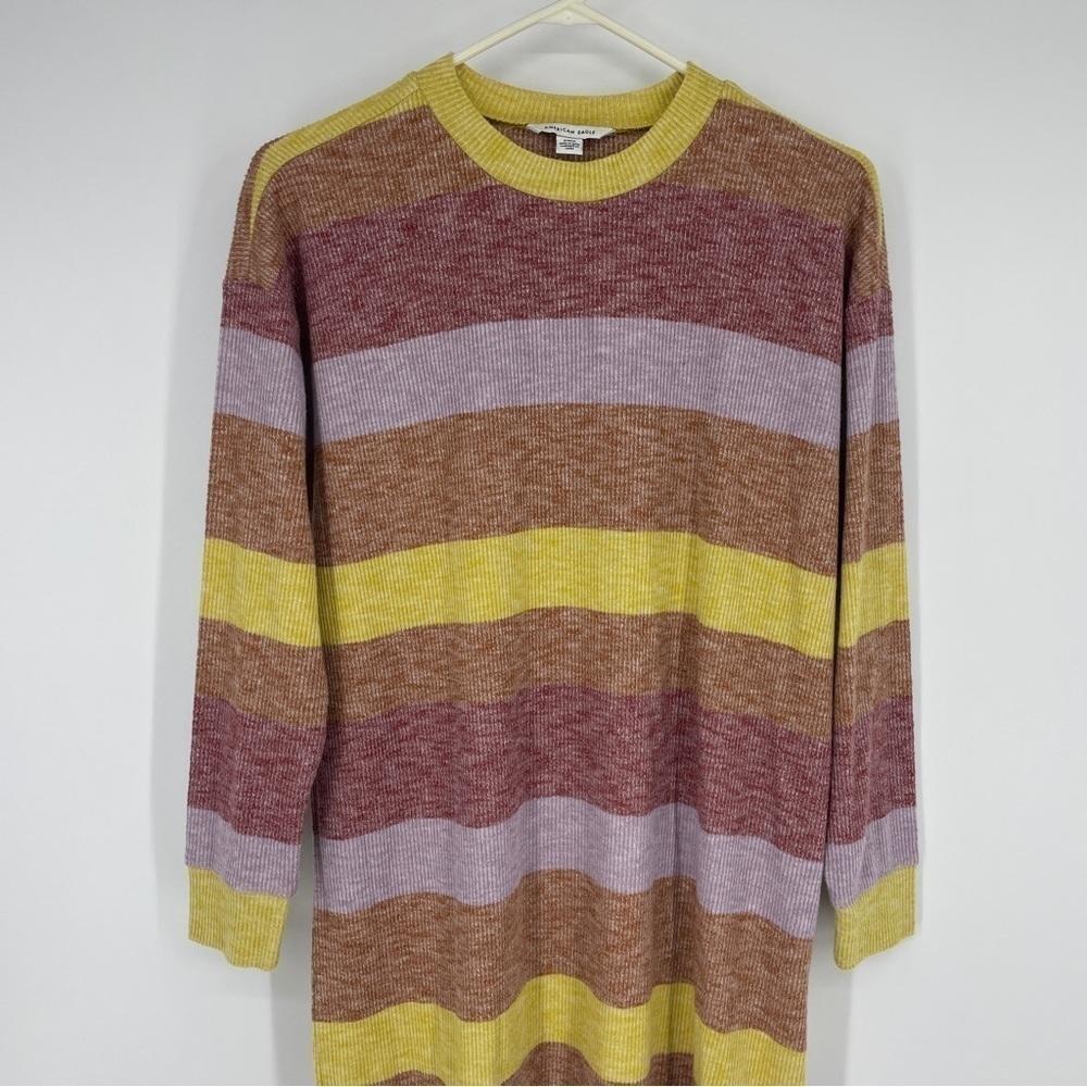 American Eagle Long Sleeve Cozy Knit Dress Striped - Picture 2 of 9